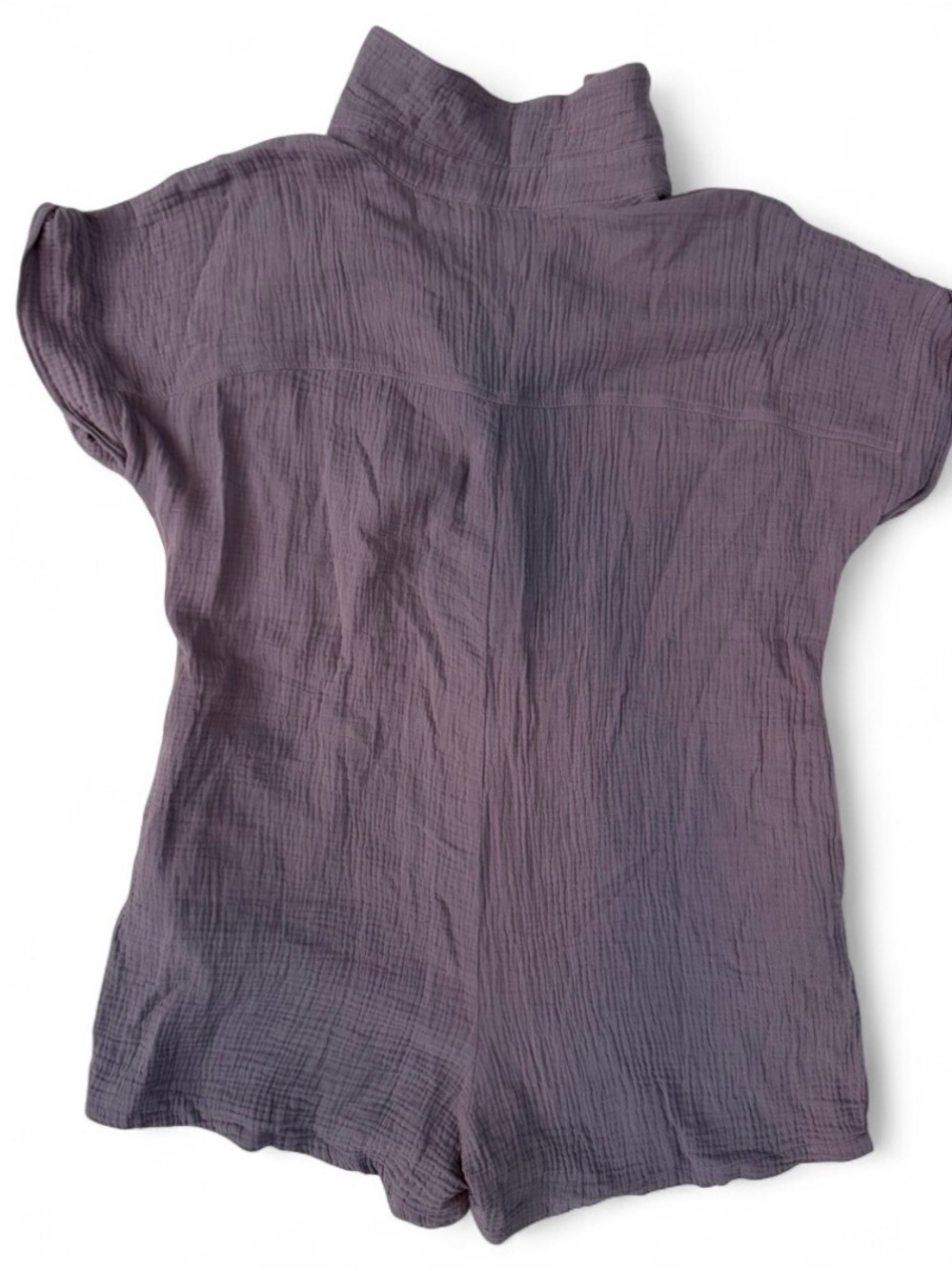 Lavender Gauzy Casual Button-Front Romper - Picture 3 of 5